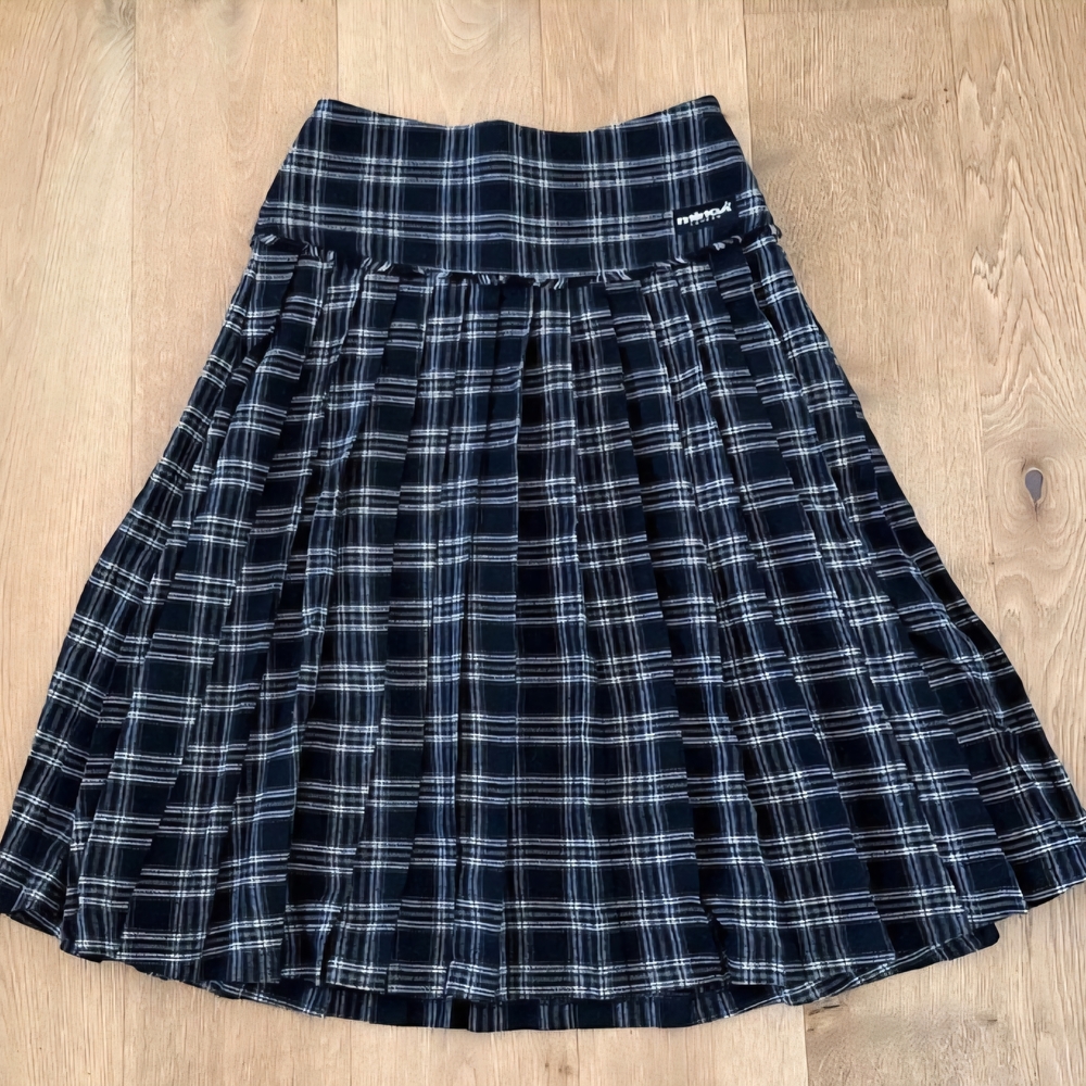 Serious ISO Minga London Tartan Midi Skirt - Gray Black And White Size Small
